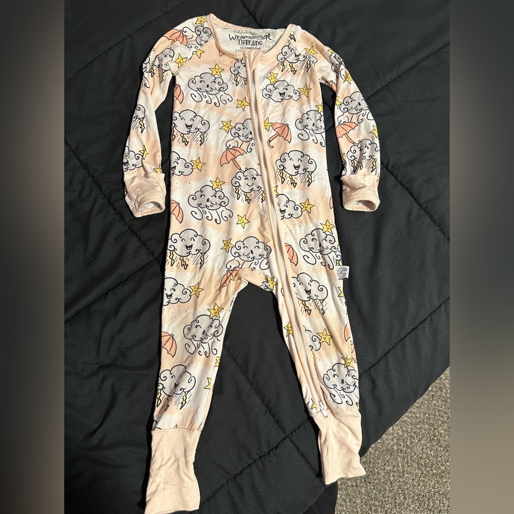 Whimsical Threads stormy pink bamboo convertible footie